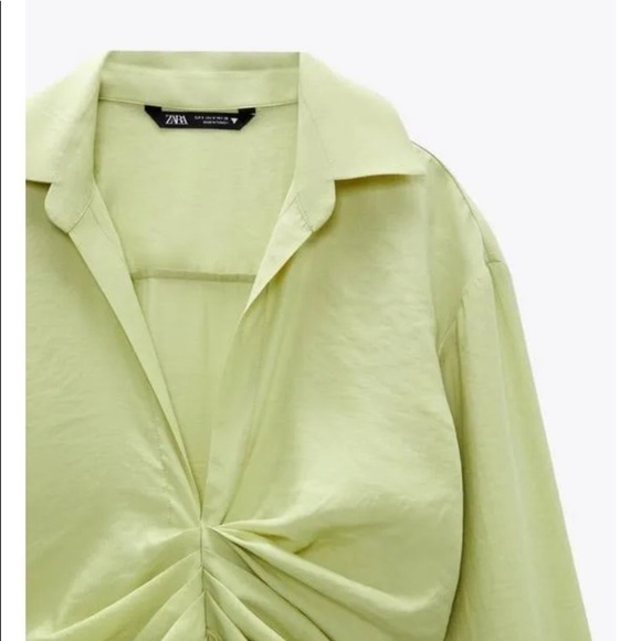 Zara Sea Green Draped Dress. - Picture 8 of 10